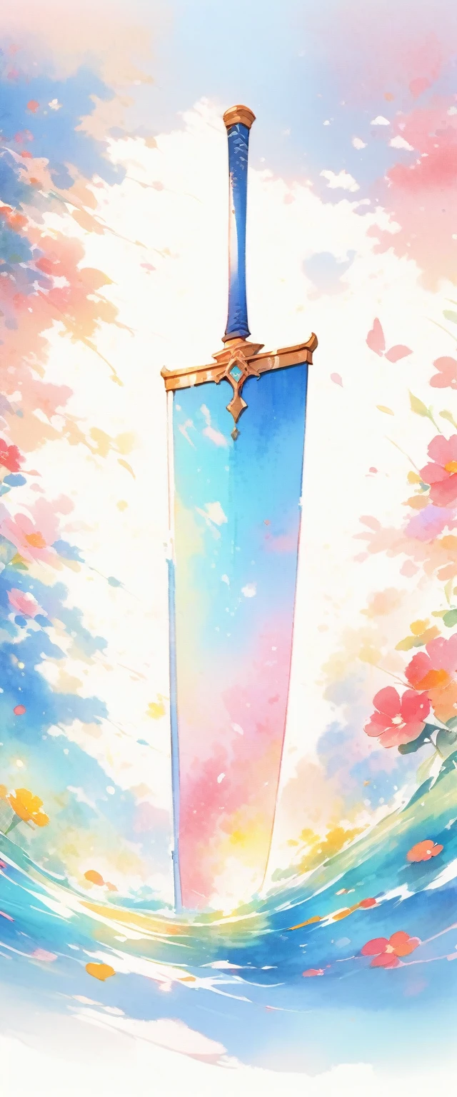 (best quality, high resolution, Watercolor huge sword
