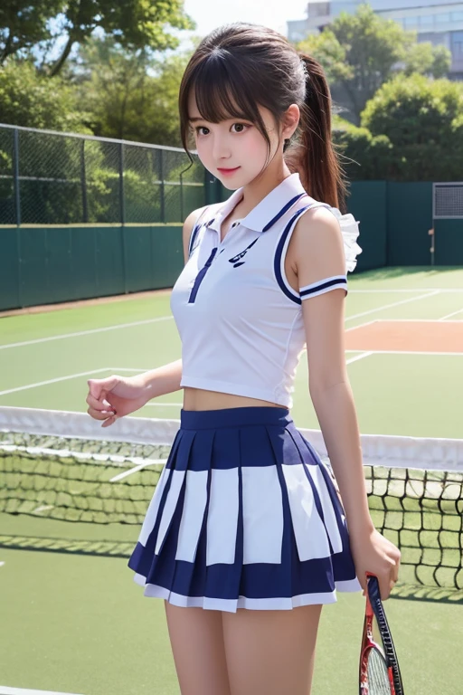cute、high school girl、Tennis Wear、mini skirt、See-through、Fluttering in the wind