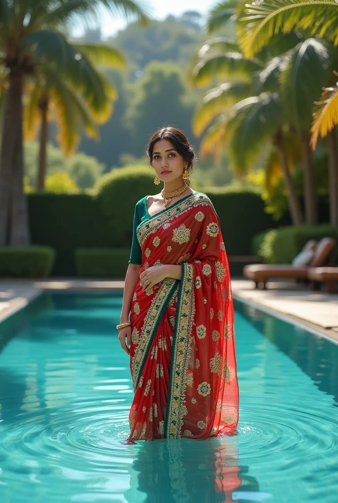 beautiful north indian married woman posing in the swimming pool
