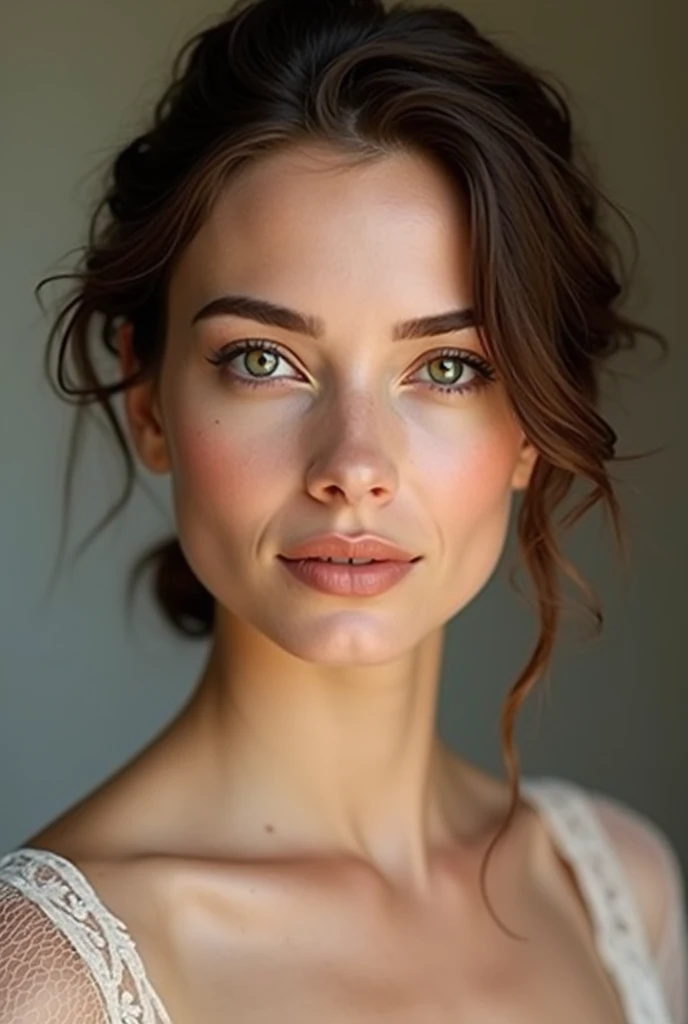 Anne Hathaway's face, with little makeup, beautiful