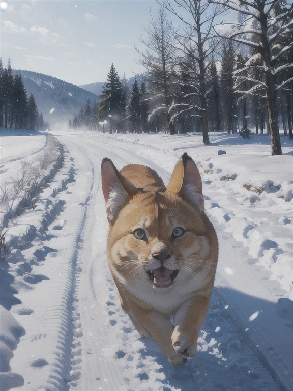 Chasing, chasing, chasing, through the snow country