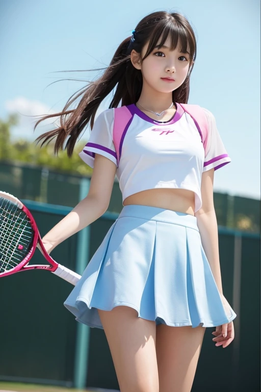 cute､high school girl､Tennis Wear､mini skirt､See-through､Fluttering in the wind