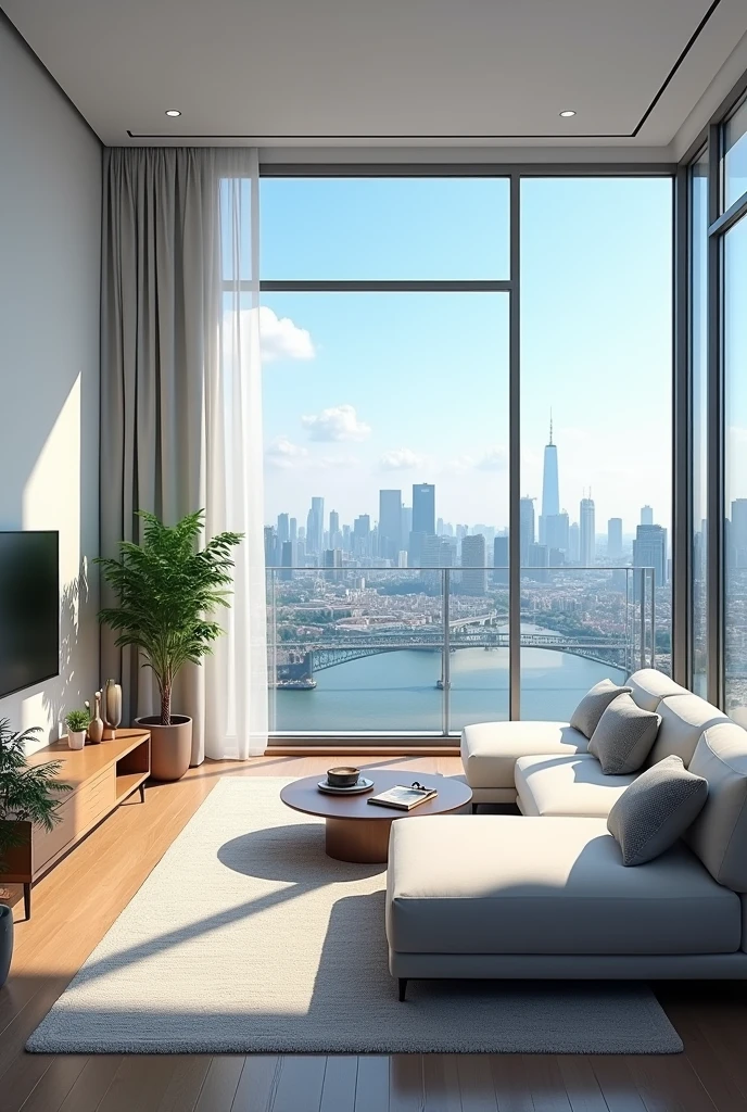 big apartment flat with sunshine and city view