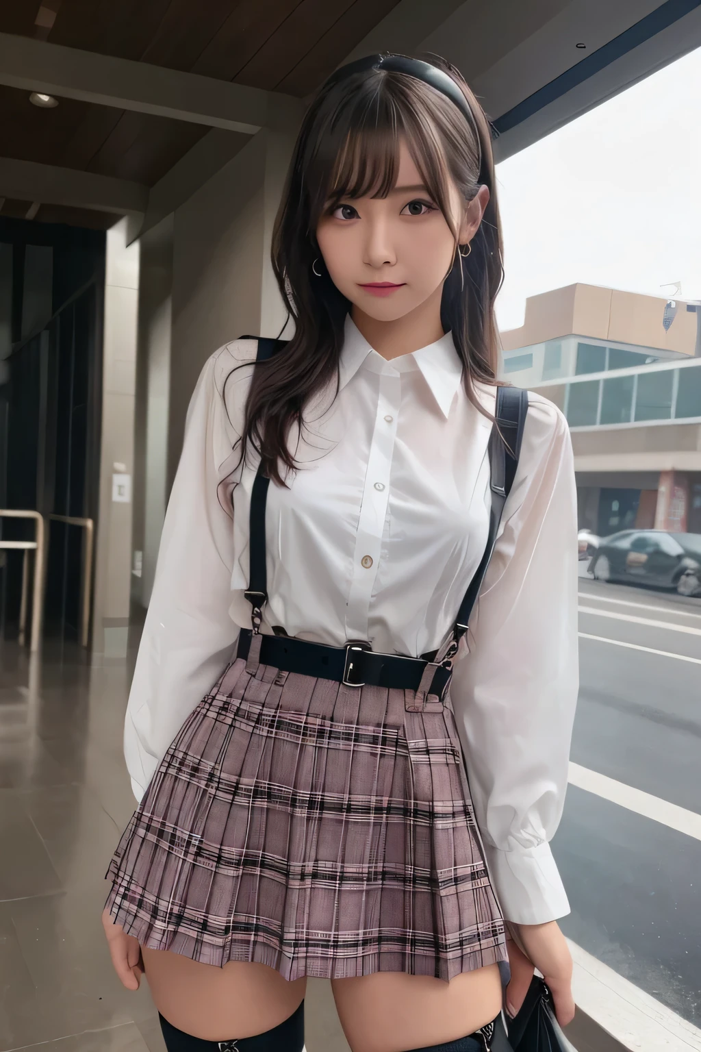 1 female, , high quality, masterpiece, Ultra-high resolution, Cinema Lighting, 1 female, , high quality, masterpiece, Ultra-high resolution, , Cinema Lighting, suspenders　　　Moderate breasts　 　 　　　　　 　　　　Small face　 　　　　　　　　　　　Looking up　　　　Sweat 　　　Thin belt　buzzer　脇Sweat 　　　　 　garter belt　　Belt on pants　　holster　 　　Hands behind your back　 　Looking up　Anxious face　Knee-high　Knee socks　Knee-highソックス 　garter　ふとももにgarter belt　Checkered mini skirt　 　　Panty shot　Skirt gap Armament　　　holster　holster 　　Hands behind your back　 Anxious expression　　Anxious face, legs apart　Armament　　Leg Holster　holster　See-through clothing　heavy rain　Rain-soaked dress shirt,Moderate breasts　ガーターbelt　suspenders　Garter on the thigh　Checkered mini skirt　Looking up　Pause　belt　Armpit sweat　Hands behind back　Raise your hands