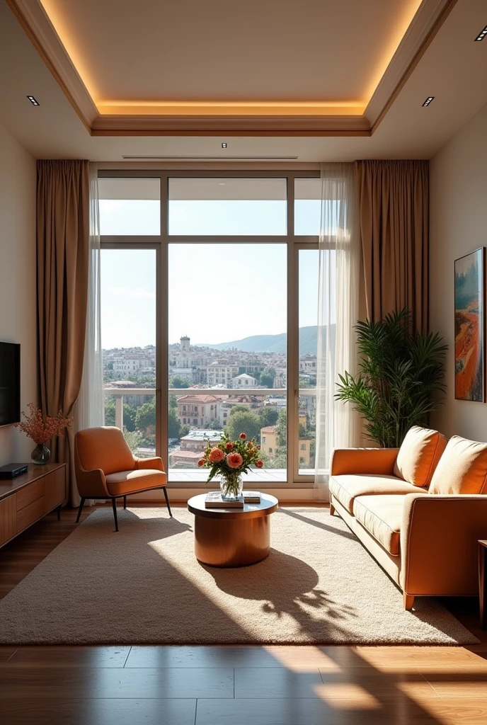 big apartment flat with sunshine and Alsancak town view