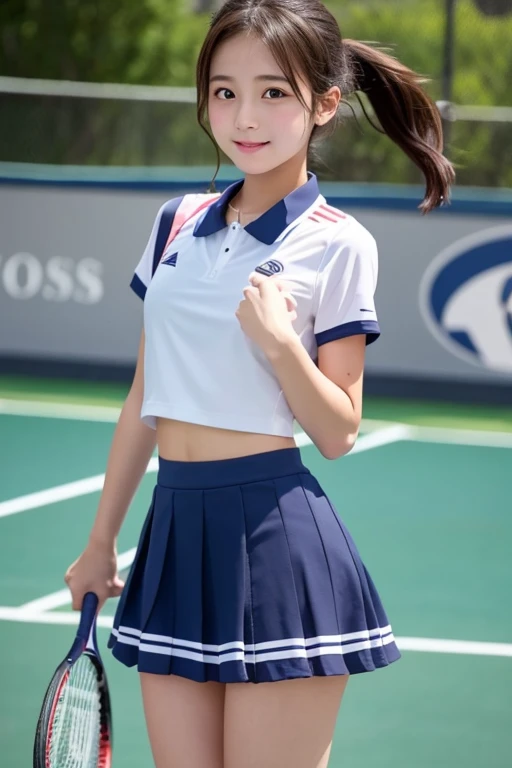 cute、high school girl、Tennis Wear、mini skirt、See-through、Fluttering in the wind