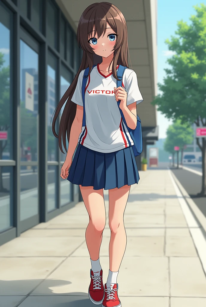((Itsumi Erika, a Russia girl,she is also rare with her blue eyes and its as beautiful as Gojo Satorou eyes.Itsumi Erika also has a very beautiful brown hair.She is 173cm.She is the hottest girl in the school.Itsumi Erika is a perfect girl.She is a new student. She is a rich girl but likes to wear simple clothes.like a badminton Victor skirt, her Victor T Shirt that has her name on it. And her Yonex 65Z3 shoes))
