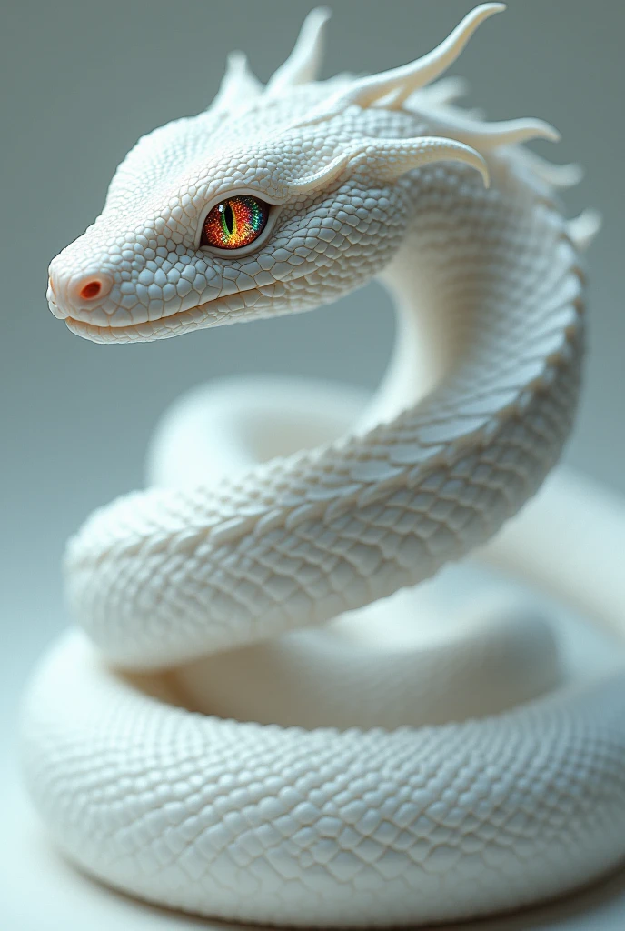 A White snake with Colorful eyes in S shape