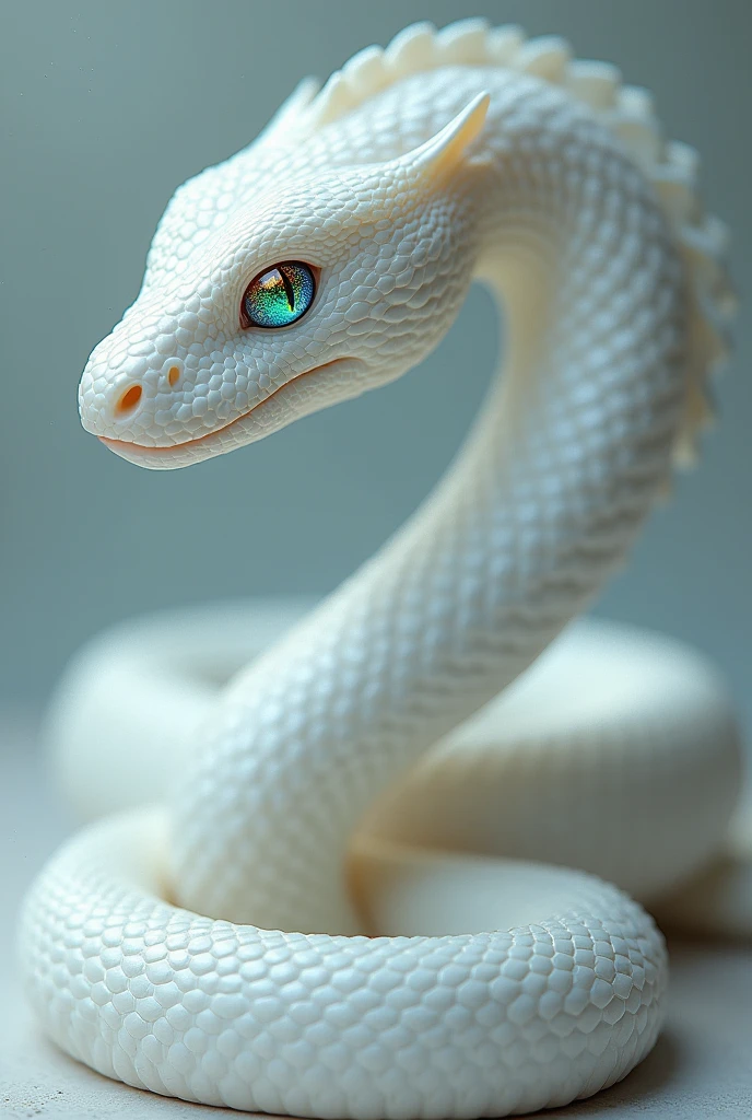 A White snake with Colorful eyes in S shape