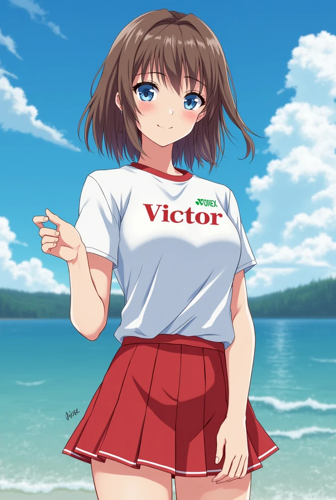 ((Itsumi Erika, a Russia girl,she is also rare with her blue eyes and its as beautiful as Gojo Satorou eyes.Itsumi Erika also has a very beautiful brown hair.She is 173cm.She is the hottest girl in the school.Itsumi Erika is a perfect girl.She is a new student. She is a rich girl but likes to wear simple clothes.like a badminton Yonex skirt, her Victor T Shirt that has her name on it. And her Yonex 65Z3 shoes))