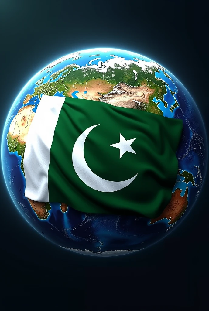 a Pakistan flag on the earth 