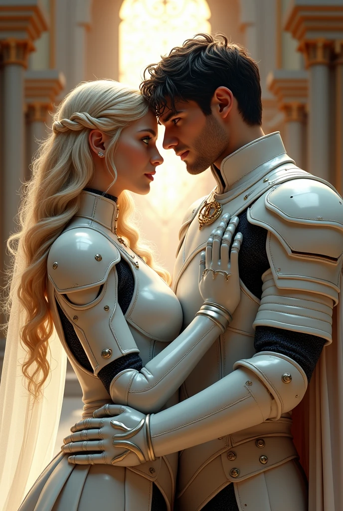 (Couple hugging) rough man Zeus muscles , majo, sexy,ios nucote, pernas nuas, transparente, standingn, Hanfu, molhado, ju, realista, mais alto detalhe, mythology This is a CG Unity 8k wallpaper with ultra-detailed, high-resolution and top quality in cyberpunk style, dominado por e vermelho. Na imagem, A messy white woman, de cabelos curtos, rosto delicado, usando uma mecha a vapor, standing on the ruins, behind a ruin, A woman holding a heavy sniper rifle.