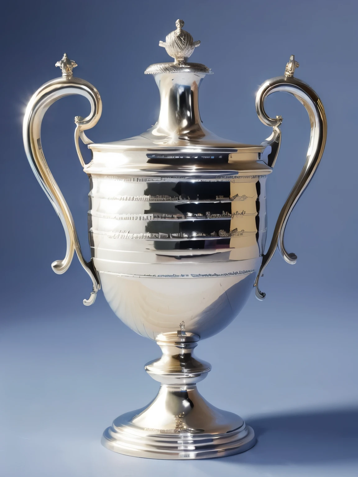 Silver trophy of US Open tennis on White background