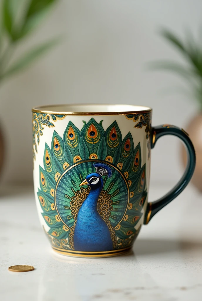 Coffee mug beautiful peacock design 