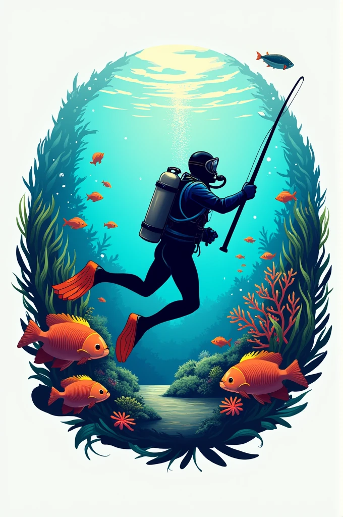 Create a logo for a spearfishing diver