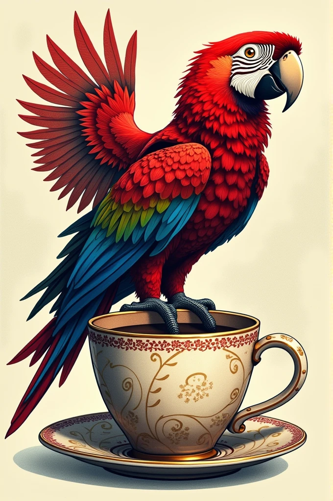 Coffee mug scralet mascaw design