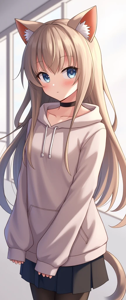 one person's,Cat ear,,Pure,Obedience,beautiful girl,blush one's cheeks,choker,hoodie,Blowjob