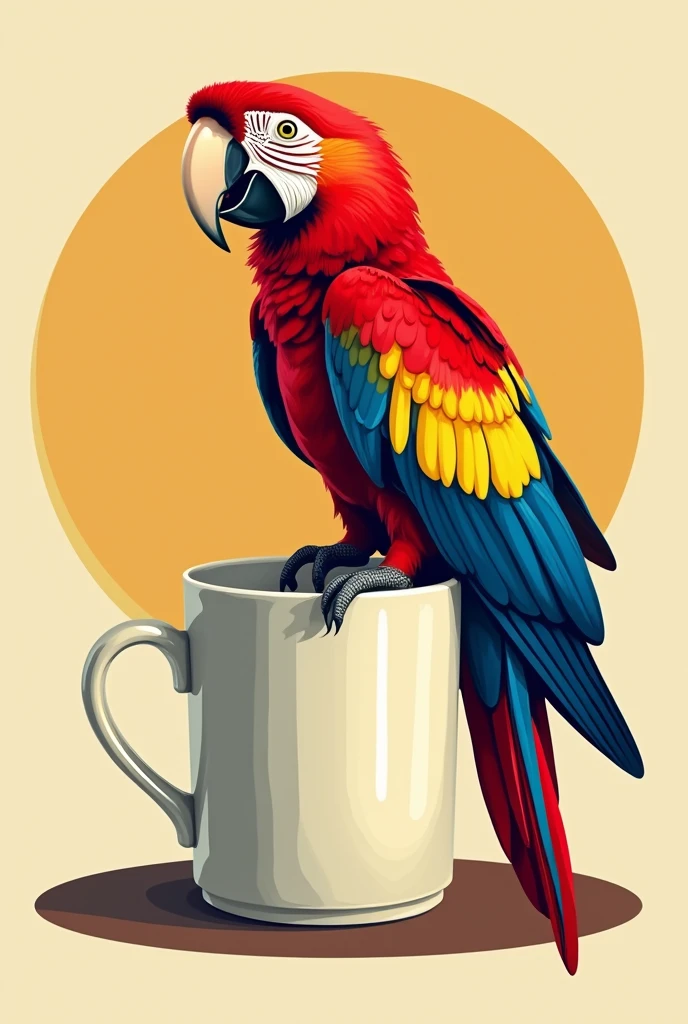 Coffee mug scralet mascaw print design