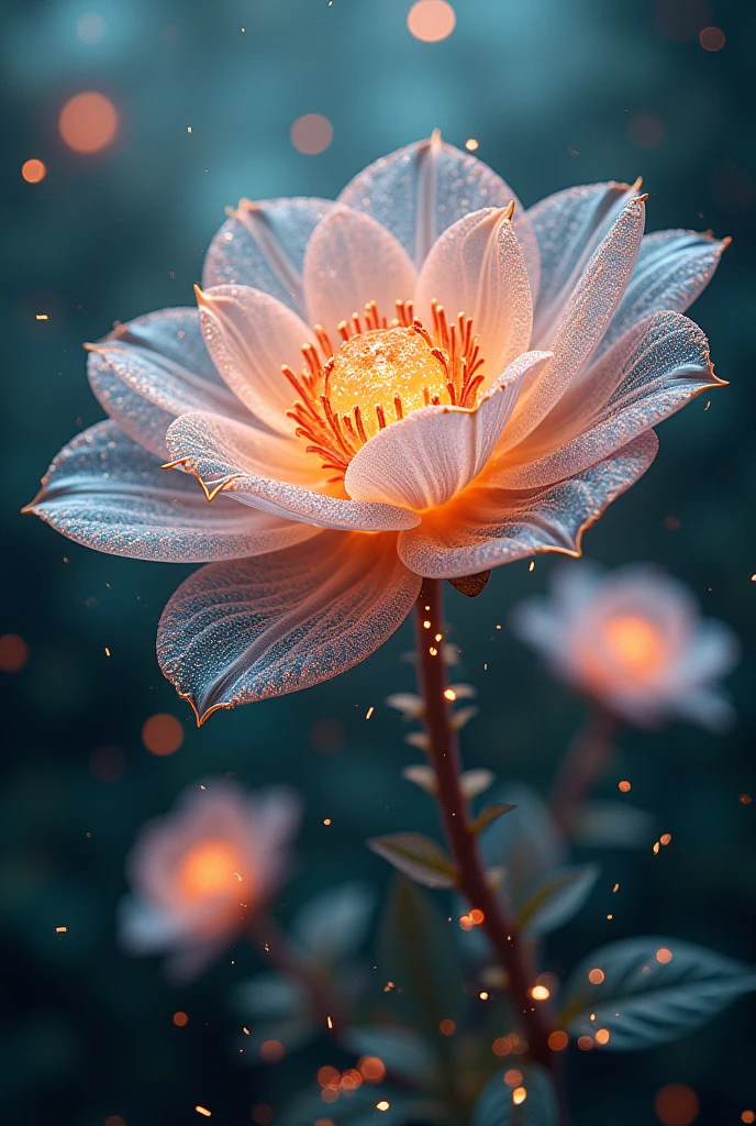 Magical Fantastic Flowers, Liquid Structure, Flying Petals, Sparks, Lightning, Splash, Portrait Photography, Fantasy Background, Intricate Patterns, Ultra Detailed, Luminous, Radiance, Ultra Realism, Complex Details, Intricate Details, 16k, HDR, High Quality, Trending On Artstation, Sharp Focus, Studio Photo, Intricate Details, Highly Detailed, By Greg Rutkowski