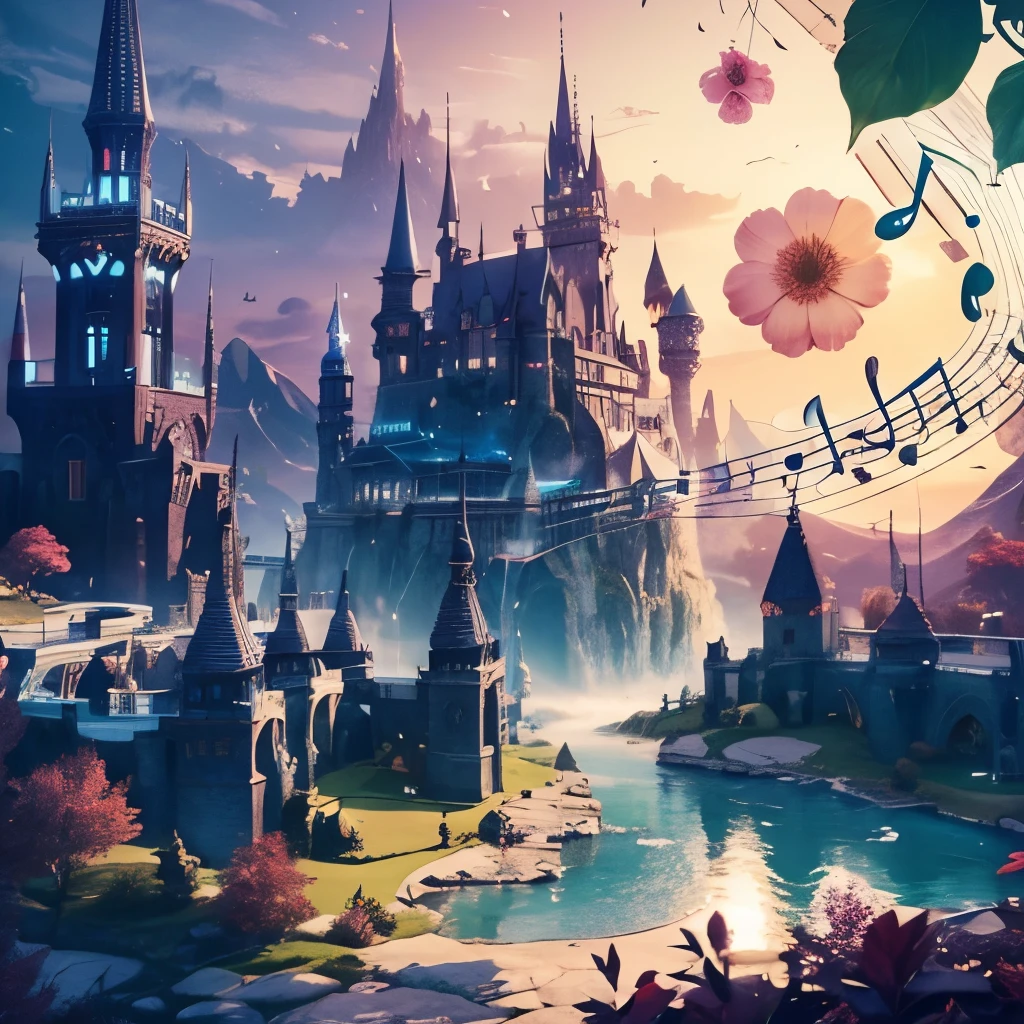 Saturation Up、Fantasy scenery、Naturally rendered musical notes