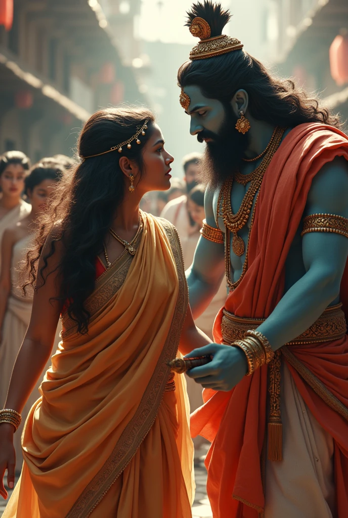Lord krishna of this time appears to protect respect of woman .here would be girl who is in danger because some people are trying to molest her dignity but suddenly lord krishna appears and protect the girl. Girl should wear full dress.age between 24-26. And shows the villain trying to snatch her dignity