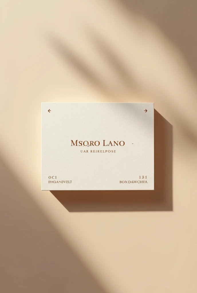 effective business card with beige background and bronze metallic writings