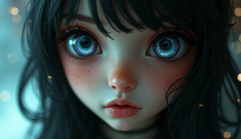 incredibly beautiful girl, focus on eyes, machinarium, gothic spantim style, transparency, elasticity, perfect figure and bust, close-up, hyperrealism, cold light, professional photo, contrast, close-up, contrast, shadows, darkening, clarity, colorfulness, saturation, f/2.8, 1/125 s, ISO: 100, 50 mm lens.