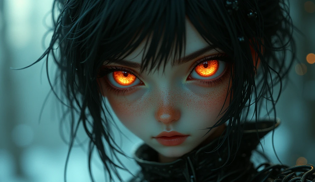incredibly beautiful girl, focus on eyes, machinarium, gothic spantim style, transparency, elasticity, perfect figure and bust, close-up, hyperrealism, cold light, professional photo, contrast, close-up, contrast, shadows, darkening, clarity, colorfulness, saturation, f/2.8, 1/125 s, ISO: 100, 50 mm lens.