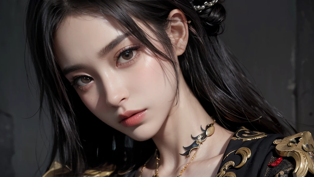 (dramatic, Perseverance, intense:1.4),masterpiece, best quality, 32k UHD, Crazy details, Intricate details, Ultra Detailed, Ultra-high quality, High Detail, Extremely detailed, masterpiece, (black eyes:1.3)Black hair angel face girl, Tears in my eyes, Howling Chinese Punk, Detailed realism style, 32k UHD, High-quality photos, Light amber and emerald
