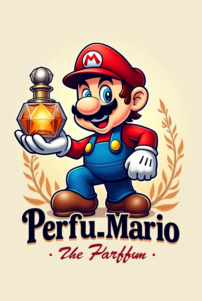 A logo from Mario bros wearing parfum and the tittle Is "Perfu_Mario"