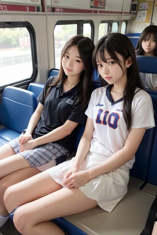 High school girls in the volleyball club。I slept soundly on the bus.。Bob Hair。