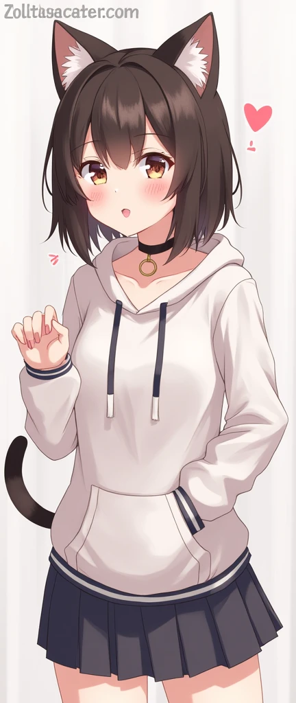 Cat ear,Pure,Obedience,beautiful girl,blush one&#39;s cheeks,choker,hoodie,Blowjob