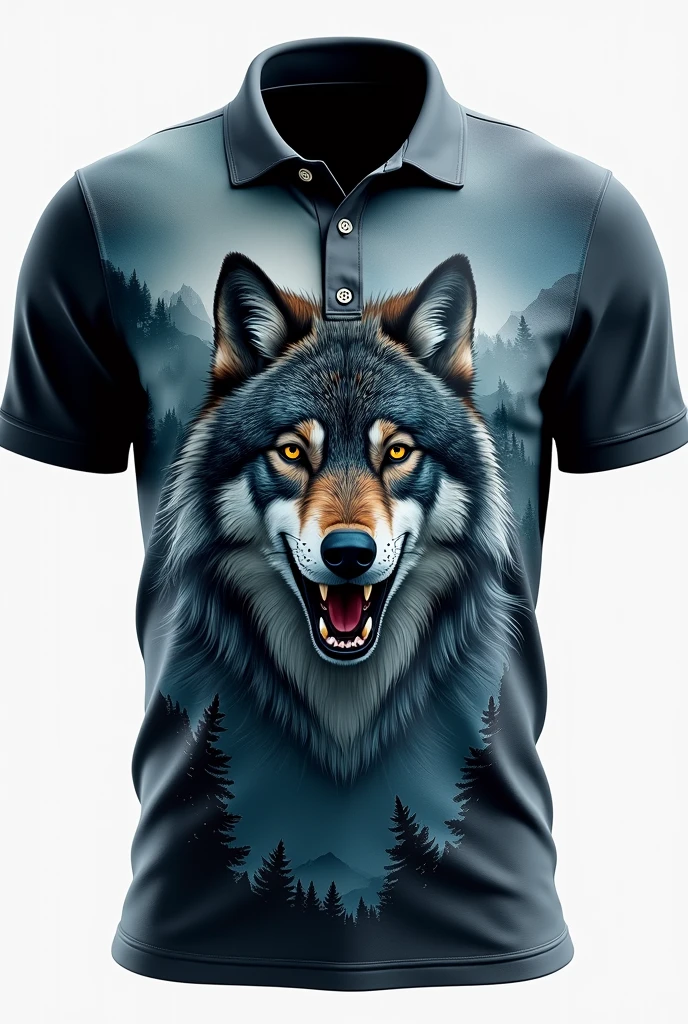 create polo shirt with theme of wolves