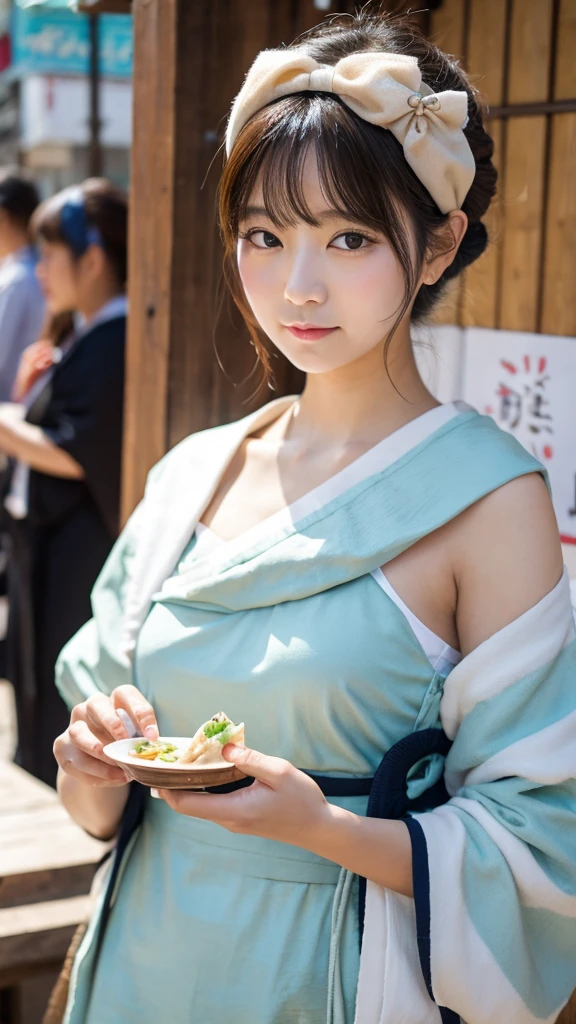 Gyoza on shoulder,Dumpling headband,woman