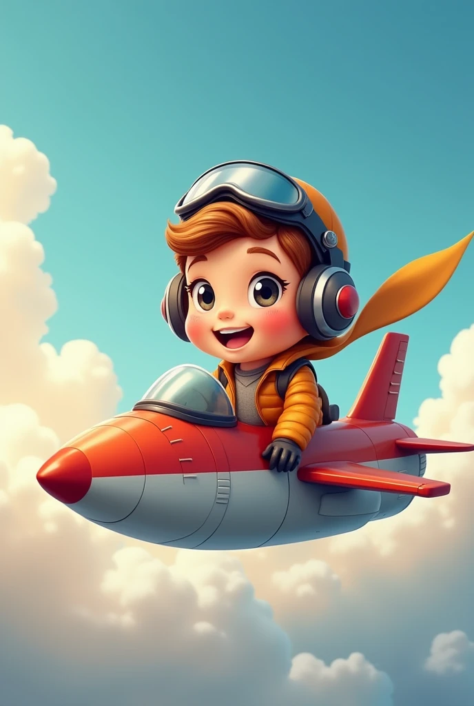 cartoon boy wearing a pilot helmet flying a small fighter jet, cute Pilot boy, portrait of cute Pilot boy, Cute digital painting, Pilot boy, Lovely and detailed digital art, Cute digital art, Flat illustration, A beautiful artistic illustration, Lovely Art, Art at the Art Station, Digital illustration style, game illustration, Mobile game art, Cartoon Numbers, Air brush illustration