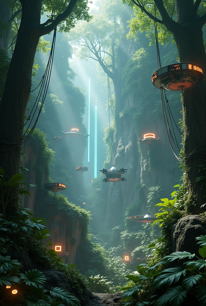 Cyberpunk Jungle - Environment Concept Reference Image ::no text , no people --ar 16:9