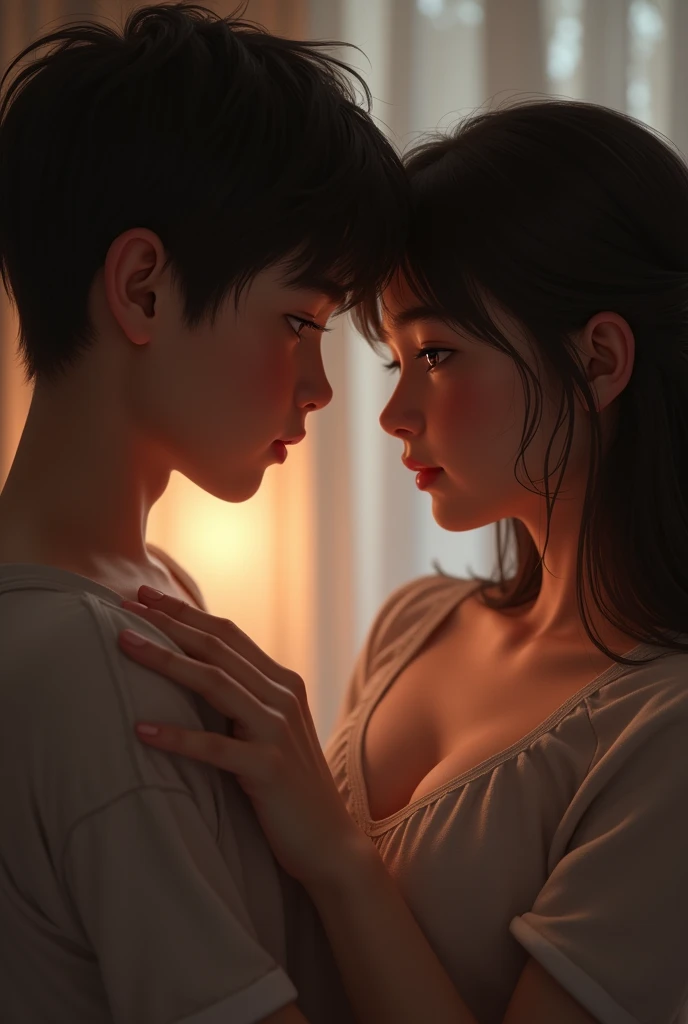 Boy touching girl boobs