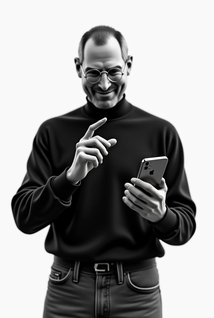 Steve jobs with his iphone