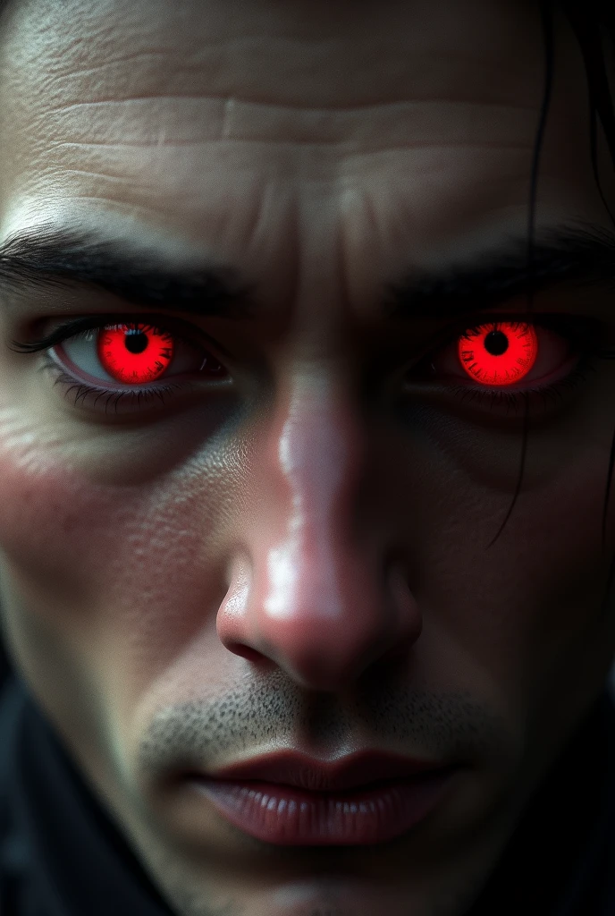 Give me unique and creative male eyes , it is red