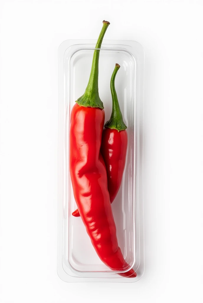 red chili in packing, white background, for product uploading