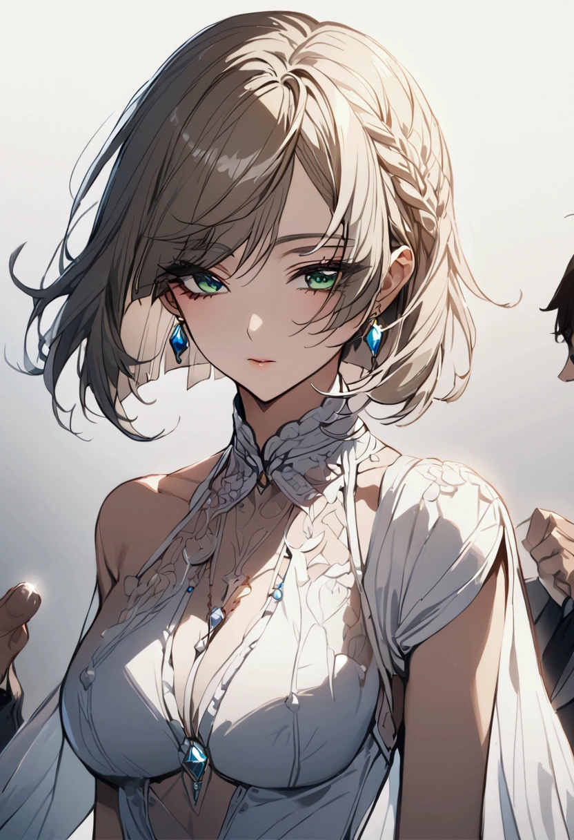 (Genshin Yelan)(masterpiece), (best quality), (Super detailed),(Messy hair),(illustration), (1 Girl), permanent, fashion model, Looking at the audience, (interview), (Simple background),Beautiful and delicate eyes, Delicate and beautiful face, floating,(High Saturation)(,(shining), focus on face, Bangs, (shining), Optimal lighting, The best shadow