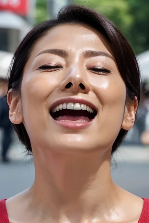 Beautiful Japan actress,Flying debris,Award-winning photo, Very detailed, Edge Orgasm, Woman with open mouth and closed eyes , Sweaty skin、Lighting that highlights shiny sweat{{{Spread the word }}}, Black Hair、Browsing Caution,{{{{Crowd of elderly male spectators,Surrounded by men,}}}},(length, Narrow nostrils)、Raise your arms behind your head,