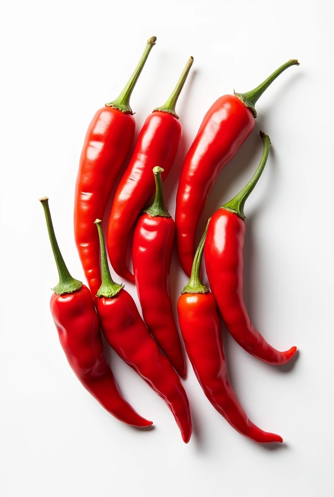 8 red chili in packing, white background, for product uploading 