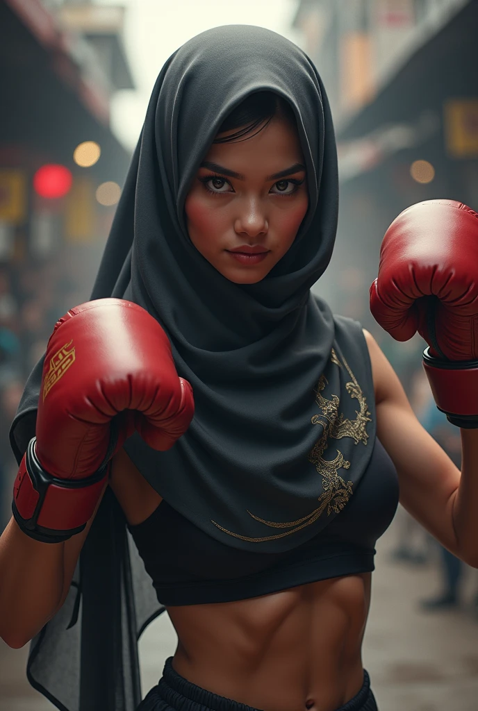 Indonesian fighter female with hijab
