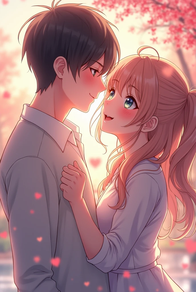Anime girl act ing sus when getting rizz up by anime boy