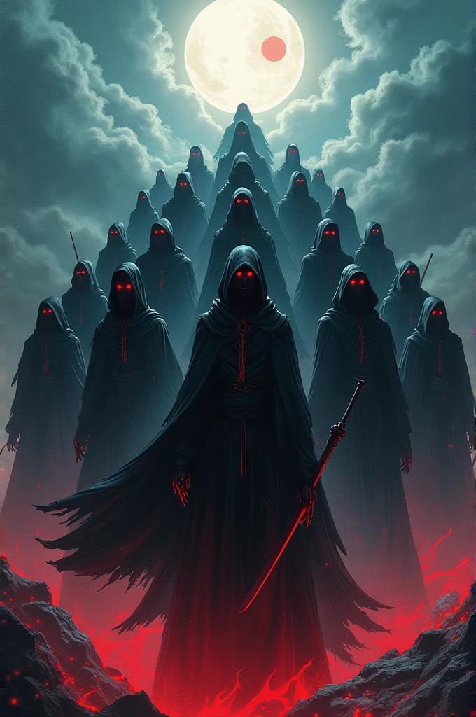 Army of shinigami in anime style