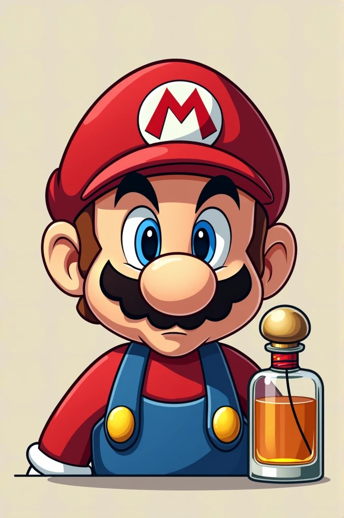 I want a logo for a instagram profile pic of Mario bros wearing a parfum and the tittle Is "Perfu_Mario"