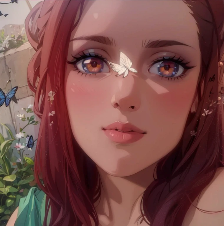Woman with a sensual look, extremely beautiful, flawless face, slut expression, bitch, wonderful. olhos grandes e brilhantes. With a butterfly on my nose. small nose piercing, nose a little wide. Subtly long nose.