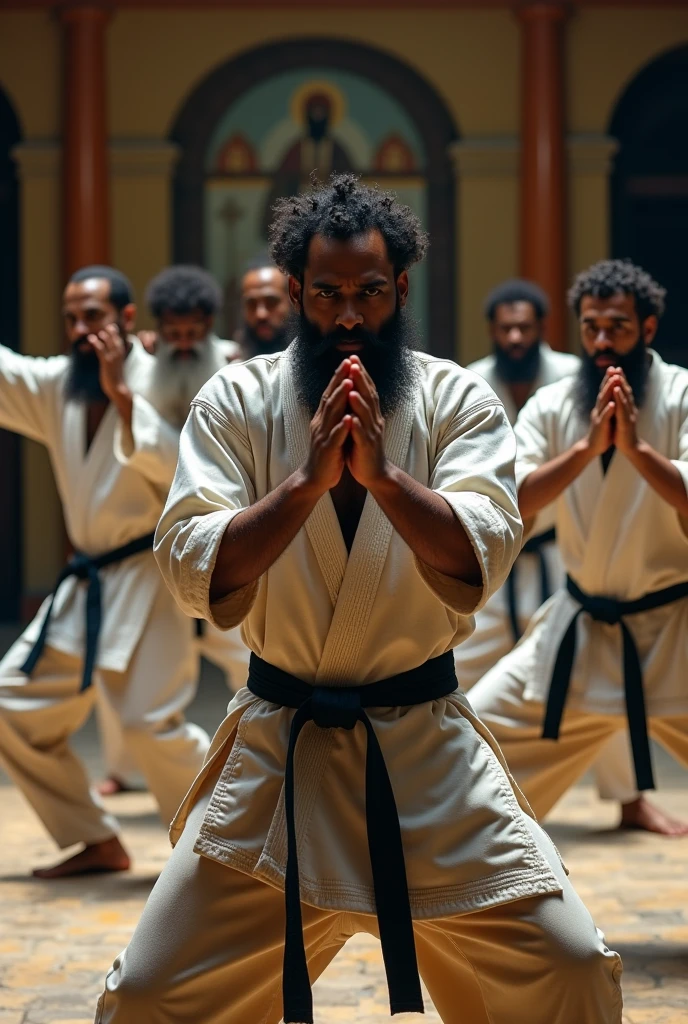 Ethiopian muslim karate men curly hair beard
