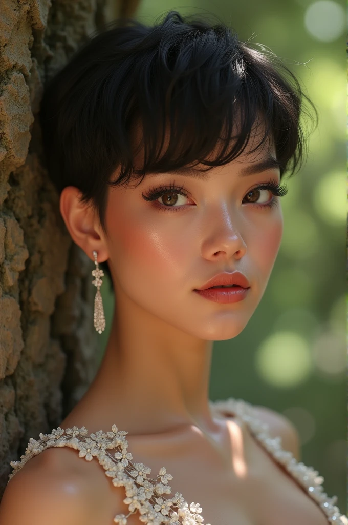 Transgender short hair lesbian with beautiful long hair woman